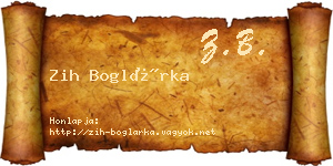Zih Boglárka névjegykártya